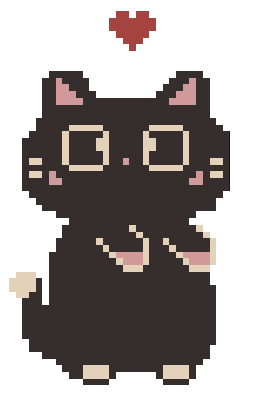 A pixel cat dancing with joy